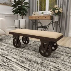 Industrial Wood Bench Brown - Olivia & May -Baxton Studio Shop GUEST d59e805f 4d36 4a04 95e6 8d0ddd664081