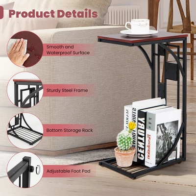 Costway 1PC2 PCS C-Shaped Side Sofa Narrow Snack Table For Living Room Bedroom Small Space 6 Costway 1PC2 PCS C-Shaped Side Sofa Narrow Snack Table For Living Room Bedroom Small Space - Image 6