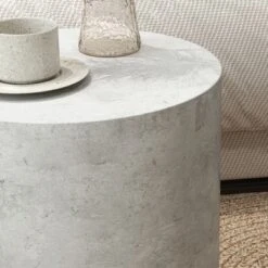 HOMCOM Concrete End Table, Round Side Table With Wood Grain Finish, Indoors And Outdoors Use, Gray 9 HOMCOM Concrete End Table, Round Side Table With Wood Grain Finish, Indoors And Outdoors Use, Gray -Baxton Studio Shop GUEST d5cb69ca bb93 423d 939c 45aea0807b5c
