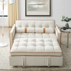 Modern 55.5" Pull Out Sleep Sofa Bed 2 Seater Loveseats Sofa Couch With Side Pockets -Baxton Studio Shop GUEST d5d2c342 cd55 4362 a90d a3d1d19a8067