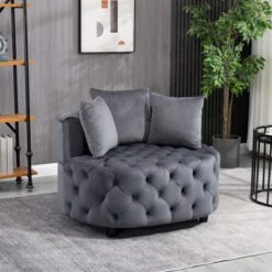 Classical Upholstered Accent Barrel Chair-ModernLuxe