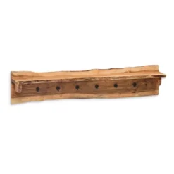 Alaterre Furniture Alpine Natural Brown Live Edge Wood Coat Hooks With Shelf -Baxton Studio Shop GUEST d5fd550f 5154 491a 9468 2f7c163de208