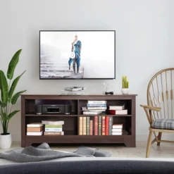 Costway 58'' TV Stand Entertainment Media Center Console Wood Storage Furniture Espresso -Baxton Studio Shop GUEST d6188938 8d5c 4a13 bfb2 8e9f6b4eecd4