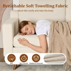 Dyonery 65.4" Comfy Loveseat Couches For Living Room Mid Century Modern Small Couch With Spring Cushion,Solid Wood Frame,Tool-Free Assembly -Baxton Studio Shop GUEST d62e6458 7041 493f ab7e d14dafab506a