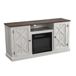 54" TV Stand For TVs Up To 60" With Electric Fireplace Saw Cut Off White - Home Essentials -Baxton Studio Shop GUEST d65bd5db c3bf 4308 b00d adecc4ddd8db