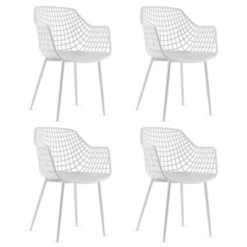 Costway Modern Dining Chair Set Of 4 Plastic Shell Hollow WithMetal Legs For Living Room -Baxton Studio Shop GUEST d6e3c06c 783b 4868 9fc7 95aa5e337bad