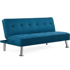 Yaheetech Modern Fabric Convertible Futon Sofa Bed With USB Ports -Baxton Studio Shop GUEST d70b4c77 487d 4d93 96fc 169dda4637db