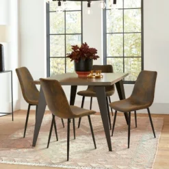 Bingo Dining Chairs Set Of 4,Upholstered Dining Chair With Stainless Steel Metal Legs-Maison Boucle -Baxton Studio Shop GUEST d7126487 7500 43d6 8cda b63fe7b8a06f