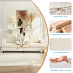 Mjkone 82" Chenille Straight Sectional Sofa ,Cloud Sleeper Comfy Upholstered 3-Seater Couch -Baxton Studio Shop GUEST d7155600 a12c 4c77 8c91 01d7c86ac31a