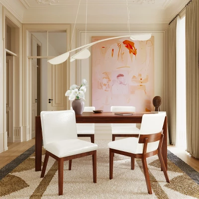 Set Of 2 Modern Arm Dining Chairs, Wood Frame With Glossy PU Leather Upholstery For Kitchen, Dining Room, Or Contemporary Seating Areas-Maison Boucle 6 Set Of 2 Modern Arm Dining Chairs, Wood Frame With Glossy PU Leather Upholstery For Kitchen, Dining Room, Or Contemporary Seating Areas-Maison Boucle - Image 6