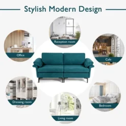 Costway Modern Loveseat Fabric 2-Seat Sofa Couch For Small Space W/ Metal Legs BlueRust Red -Baxton Studio Shop GUEST d73935a6 3077 4d51 90c3 b1158e3b2987