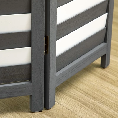 HOMCOM 5.6' 4 Panel Room Divider Folding Privacy Screen Panel, Louvred Freestanding Privacy Divider, White / Grey 4 HOMCOM 5.6' 4 Panel Room Divider Folding Privacy Screen Panel, Louvred Freestanding Privacy Divider, White / Grey - Image 4