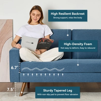 Dyonery 65.4" Loveseat Sofa,Comfy Love Seat Couches For Living Room,Mid Century Modern Small Couch For Bedroom Office With Spring Cushion 5 Dyonery 65.4" Loveseat Sofa,Comfy Love Seat Couches For Living Room,Mid Century Modern Small Couch For Bedroom Office With Spring Cushion - Image 5