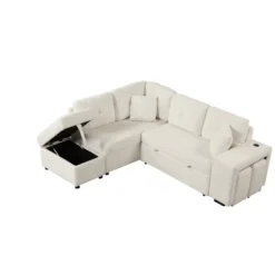 87.7" Convertible Pull Out Sleeper Sofa Bed With Storage Ottoman, 2 Stools, Wireless Charger And USB Ports 4M-ModernLuxe 20 87.7" Convertible Pull Out Sleeper Sofa Bed With Storage Ottoman, 2 Stools, Wireless Charger And USB Ports 4M-ModernLuxe -Baxton Studio Shop GUEST d883e493 32ec 4e92 8883 d9a0b5c01e3b