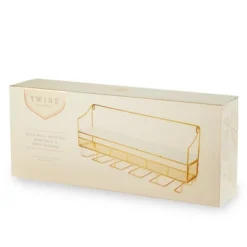 Twine Gold Wall Mounted Wine Rack, Holds 8 Standard Wine Bottles, Wood And Cast Iron, Cork Storage, Holds 5 Wine Glasses, Gold Finish -Baxton Studio Shop GUEST d88689fd ac88 4a3a ada8 f9f7e05d572d