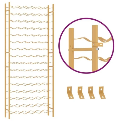 VidaXL Elegant Gold Metal Wine Rack - Freestanding Bottle Holder, Stores 96 Bottles, For Modern Home Bar/Kitchen Storage - 25.2" X 8.7" X 61.8" 5 VidaXL Elegant Gold Metal Wine Rack - Freestanding Bottle Holder, Stores 96 Bottles, For Modern Home Bar/Kitchen Storage - 25.2" X 8.7" X 61.8" - Image 5