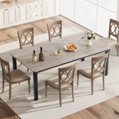 Industrial Dining Table For 6~8 People, 78.7" Long Kitchen Table,Wood Dining Table, Kitchen & Dining Room Table, Rectangle Dining Room Table For 6 -Baxton Studio Shop GUEST d927a073 cde1 4d56 8b62 a3b1a45b0bb9