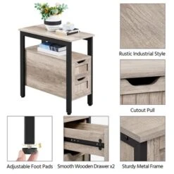 Yaheetech Vintage Side Table End Table With 2 Drawer, Gray -Baxton Studio Shop GUEST d93de45b afcb 4a4c 8695 00213f76a931