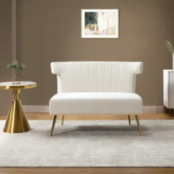 Cadmus 46" Modern Velvet Armless Loveseat With Channel-tufted Wingback For Living Room And Drawing Room| KARAT HOME 34 Cadmus 46" Modern Velvet Armless Loveseat With Channel-tufted Wingback For Living Room And Drawing Room| KARAT HOME -Baxton Studio Shop GUEST d95981fd 9562 4733 a1f3 48a5e1fd25e2