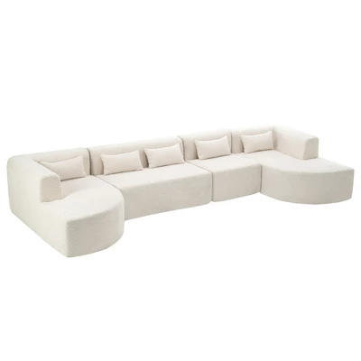 144"W Modular Sectional Sofa, Oversized Upholstered Cloud Couch With 2 Chaise Lounge & 5 Pillows - ModernLuxe 12 144"W Modular Sectional Sofa, Oversized Upholstered Cloud Couch With 2 Chaise Lounge & 5 Pillows - ModernLuxe - Image 12