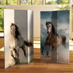 6" Double Sided Galloping Horses Canvas Room Divider - Oriental Furniture -Baxton Studio Shop GUEST d961e8dc 51f0 4208 8807 c7424895730a