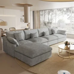 Cloud Couch Modular Sectional Sofa,156" L Shaped Couch, Oversized Down Filled Convertible Wide Seater,4 Seater With Ottoman For Living Room Set 33 Cloud Couch Modular Sectional Sofa,156" L Shaped Couch, Oversized Down Filled Convertible Wide Seater,4 Seater With Ottoman For Living Room Set -Baxton Studio Shop GUEST d9673a90 bd4a 4e49 961c 8ae0baa38d18