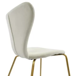 HANA+FLAVIA 5-Piece Round Clear Glass Gold Legs Dining Table Set With 4 Upholstered Chairs-The Pop Maison -Baxton Studio Shop GUEST d982f064 93d5 4b47 afeb ab944b783dc1