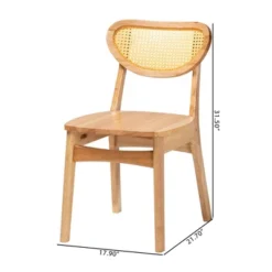 Baxton Studio 2pc Nenet Wood And Rattan Dining Chair Set Oak Brown/Light Brown: Mid-Century, Crescent Backrest, Angled Legs -Baxton Studio Shop GUEST d983c4fb 148f 46be 88fa 27b71267482c