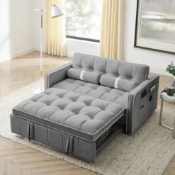 Modern 55.5" Pull Out Sleep Sofa Bed 2 Seater Loveseats Sofa Couch With Side Pockets -Baxton Studio Shop GUEST d9afb8bf fd31 408c a55a d16bc22a2e7c