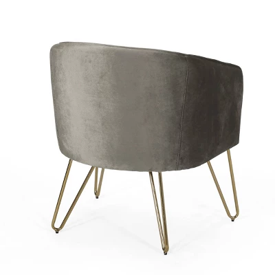Grelton Modern Glam Velvet Club Chair With Hairpin Legs - Christopher Knight Home 2 Grelton Modern Glam Velvet Club Chair With Hairpin Legs - Christopher Knight Home - Image 2