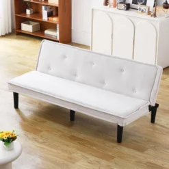 66'' Soft Corduroy Fabric Sofa Bed With Button-Tufted Backrest, Convertible For Living Room, Apartment And Bedroom -Baxton Studio Shop GUEST da0eb060 f627 48c0 9b6f e45a3711386b