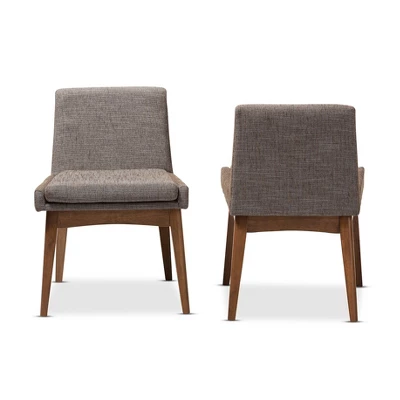 Set Of 2 Nexus Mid - Century Modern Wood Finishing And Fabric Upholstered Dining Side Chair Gravel/Walnut Brown - Baxton Studio 1 Set Of 2 Nexus Mid - Century Modern Wood Finishing And Fabric Upholstered Dining Side Chair Gravel/Walnut Brown - Baxton Studio