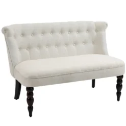 HOMCOM Upholstered Armless Fabric Loveseat With Button Tufted Design For Living Room With Wood Legs 11 HOMCOM Upholstered Armless Fabric Loveseat With Button Tufted Design For Living Room With Wood Legs -Baxton Studio Shop GUEST da29bd0c 4920 4355 8f5e 69d3f0f41d4e
