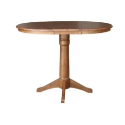 36" Ryan Round Extendable Dining Table With 4 X Back Stools Distressed Oak - International Concepts -Baxton Studio Shop GUEST da2c27a8 b266 4bd1 aa08 da97b461aa33