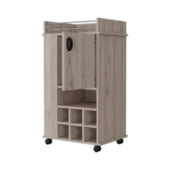 Gulches 1-Door Bar Cart With Wine Rack & Casters In Light Gray -Baxton Studio Shop GUEST da32405e d51b 49a1 9691 8a9668df6aba