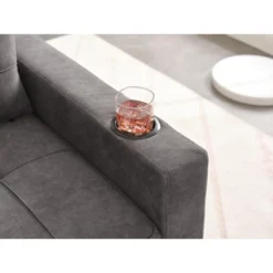 Racxily 3 In 1 Convertible Sleeper Sofa Bed, 2 Seat Futon Chair, Lounge Beds With USB Ports, Pull Out Armchair W/ Adjustable Backrest, Dark Grey -Baxton Studio Shop GUEST da8394f3 cb47 4e88 8212 a0eef72b2635