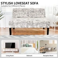 Costway Loveseat Sofa Fabric Settee Bench Bed Chair Wooden Leg Living Room -Baxton Studio Shop GUEST da9172d7 dbab 47a1 a6eb 643f383f887b