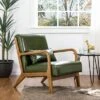 Accent Armchair With Walnut Ruberwood Frame Green - Glitzhome