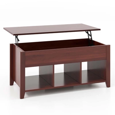 Costway Lift Top Coffee Table W/ Hidden Compartment And Storage Shelves Modern Furniture Brown 9 Costway Lift Top Coffee Table W/ Hidden Compartment And Storage Shelves Modern Furniture Brown - Image 9
