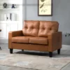 HOMCOM 51" Wide Loveseat With Armrest, 2-Seater Tufted PU Leather Double Sofa