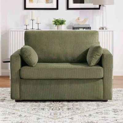 47.2" Twin Size Corduroy Sleeper Sofa With Foldable Mattress, Multi-Function Pull Out Sofa Bed For Guest Room Or Small Apartment–The Pop Home 10 47.2" Twin Size Corduroy Sleeper Sofa With Foldable Mattress, Multi-Function Pull Out Sofa Bed For Guest Room Or Small Apartment–The Pop Home - Image 10