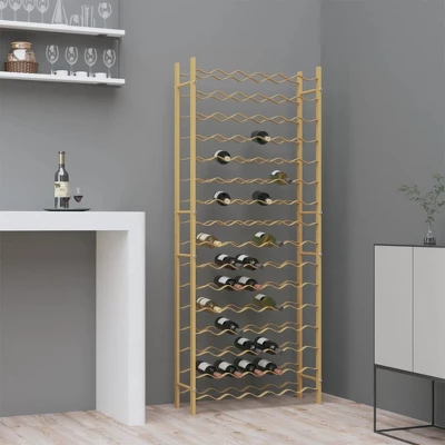 VidaXL Elegant Gold Metal Wine Rack - Freestanding Bottle Holder, Stores 96 Bottles, For Modern Home Bar/Kitchen Storage - 25.2" X 8.7" X 61.8" 1 VidaXL Elegant Gold Metal Wine Rack - Freestanding Bottle Holder, Stores 96 Bottles, For Modern Home Bar/Kitchen Storage - 25.2" X 8.7" X 61.8"