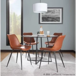 Set Of 2 Durango Dining Chairs Black/Cognac: Vintage Faux Leather, Metal Legs - LumiSource -Baxton Studio Shop GUEST db774c1a 30c7 4bf8 8461 698dfd81bc54