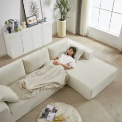 TiramisuBest 108" L Shaped Sectional Sofa Chenille Upholstered Modular 4 Seat Convertible Couch Set Seating 6 Pillows Living Room Left /Right Side -Baxton Studio Shop GUEST dbb2253c 15df 4b39 86a4 ad68216d58e0