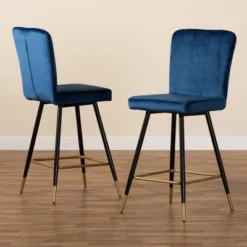 2pc Preston Two-Tone And Metal Bar Stool Set - Baxton Studio -Baxton Studio Shop GUEST dbdee0f2 0968 47cd 9937 079755ac276a