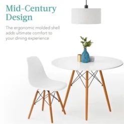 Best Choice Products 5-Piece Compact Mid-Century Modern Dining Set W/ 4 Chairs, Wooden Legs, Plastic Seats