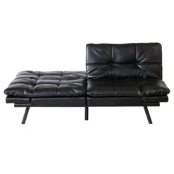 Vipbear 71" Futon Convertible Memory Foam Sofa Bed, Modern Loveseat For Living Room, Adjustable Armrests Backrest Sofabed, Faux Leather - Black -Baxton Studio Shop GUEST dc8ce237 b611 4d4d b3ba 0a71433057af