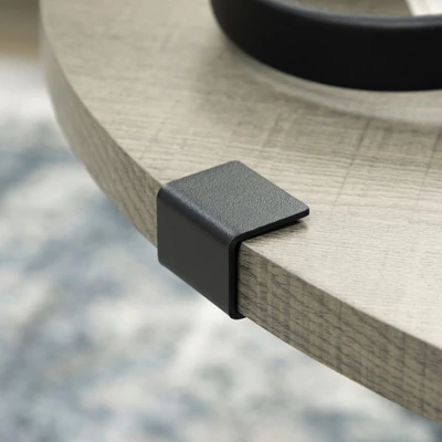 HOMCOM Round Coffee Table, Accent Center Table Steel Legs Living Room Furniture, Wooden Coffee Table, Light Gray 4 HOMCOM Round Coffee Table, Accent Center Table Steel Legs Living Room Furniture, Wooden Coffee Table, Light Gray - Image 4