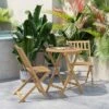 Flash Furniture Indoor/Outdoor Acacia Wood Folding Table And 2 Chair Bistro Set In Natural