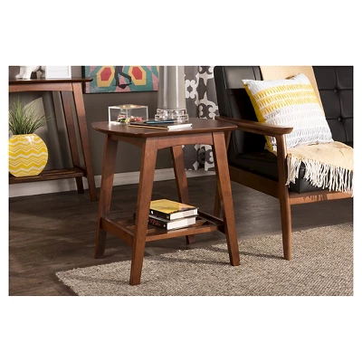 Sacramento Mid-century Modern Scandinavian Style End Table - Dark Walnut - Baxton Studio 3 Sacramento Mid-century Modern Scandinavian Style End Table - Dark Walnut - Baxton Studio - Image 3